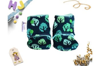 Fleece Stay on Booties in Teal Forest